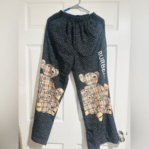 Bb Black Joggers with Plaid Bear Design